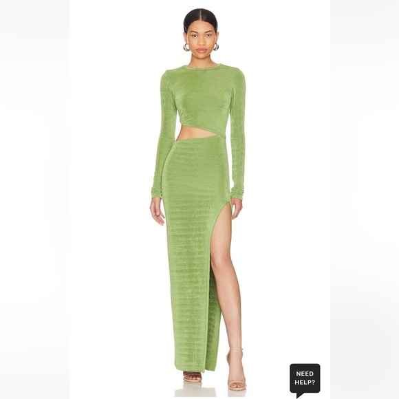 REVOLVE Dresses & Skirts - NWT Lama Jouni Long Sleeve Boat Neck Maxi Dress in Shiny Olive